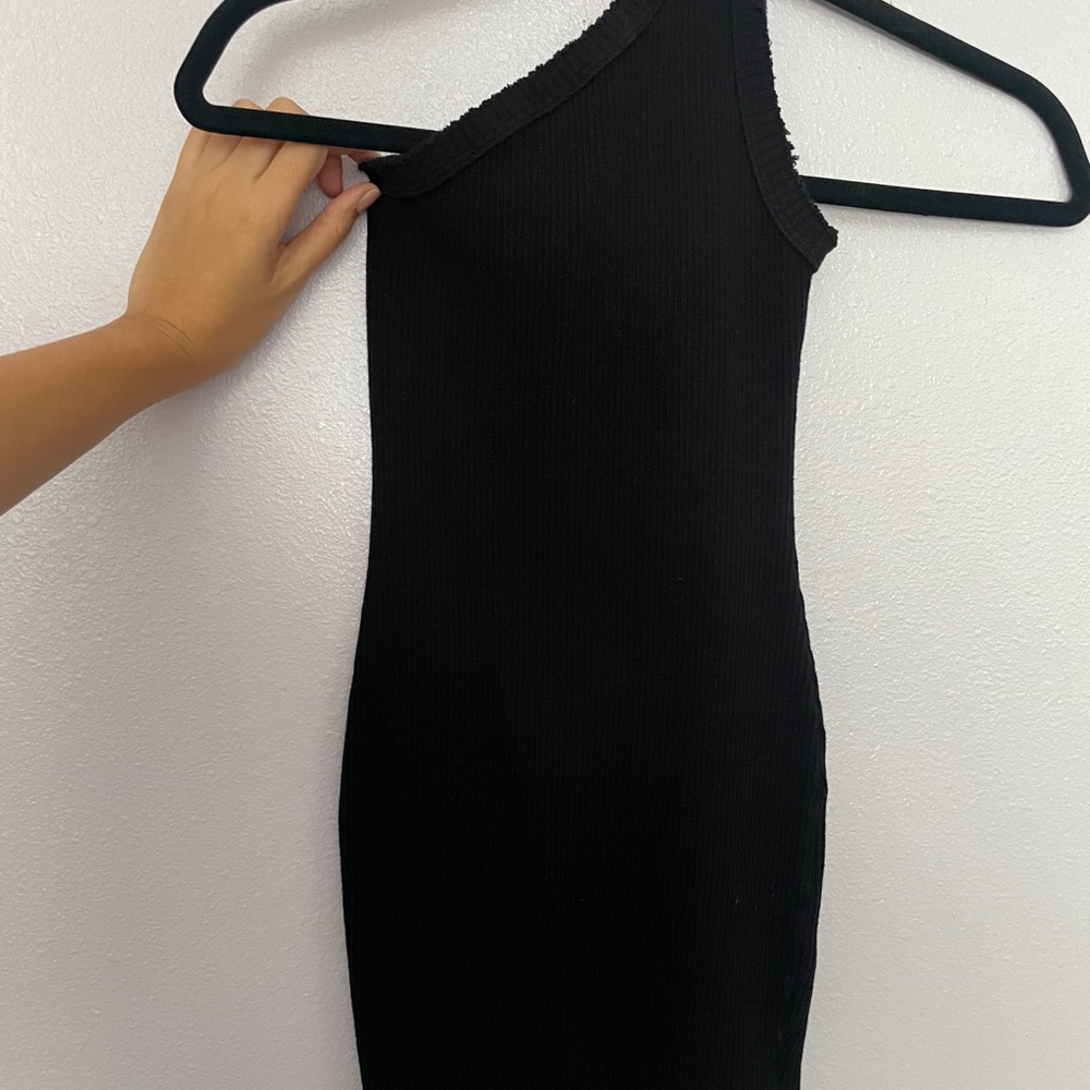 Black off the shoulder knit dress